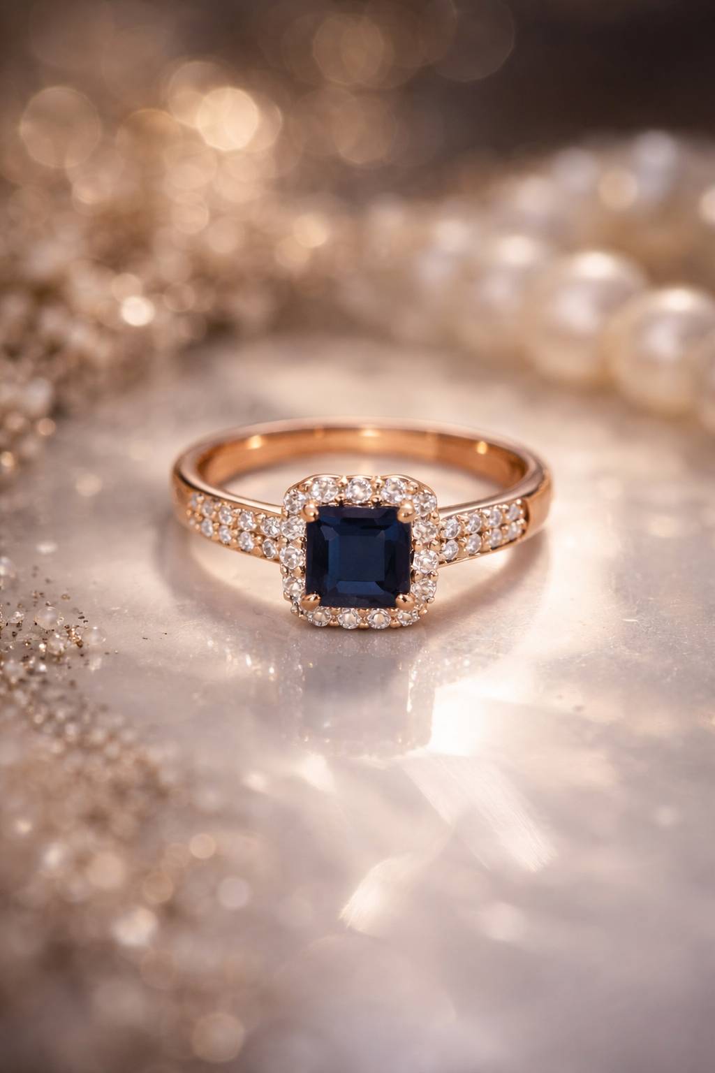 Bague Saphir taille Emeraude - Or Jaune