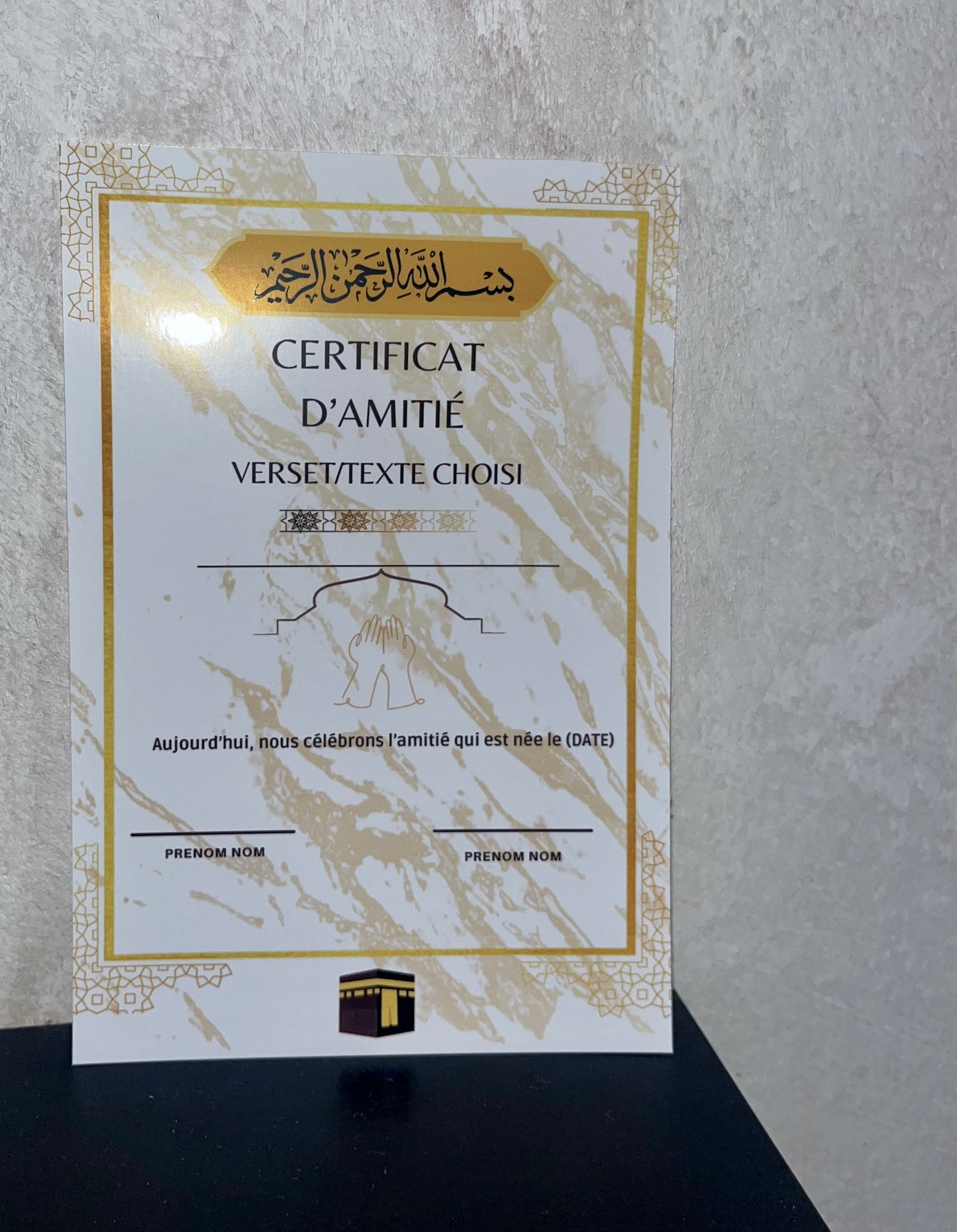 Certificat d'amitié